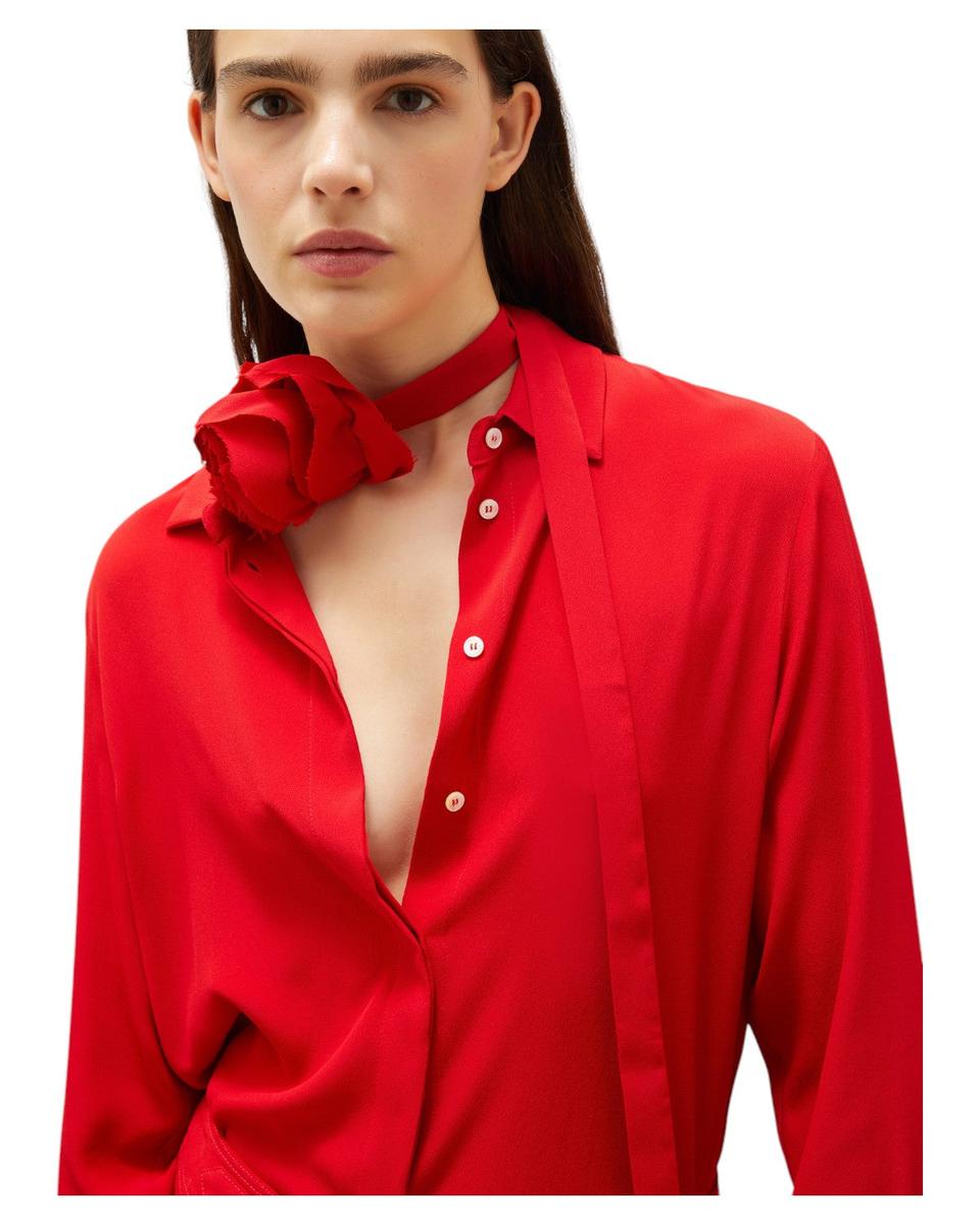 Camicia in Crêpe con Cintura a Fiore-Marella-Camicie-Vittorio Citro Boutique