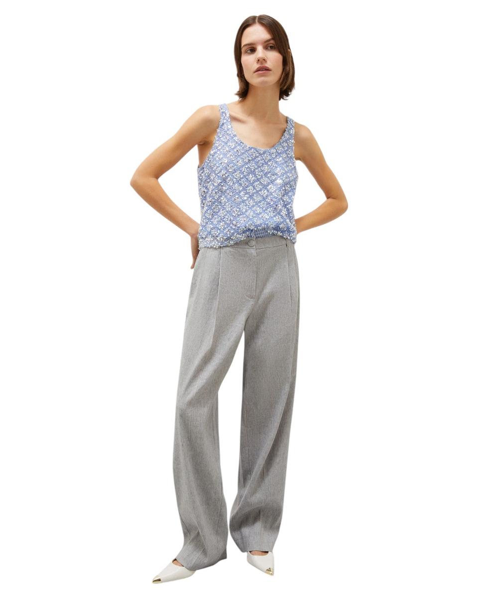 Pantalone in Misto Lino Stretch con Cintura a Contrasto-Marella-Pantaloni-Vittorio Citro Boutique