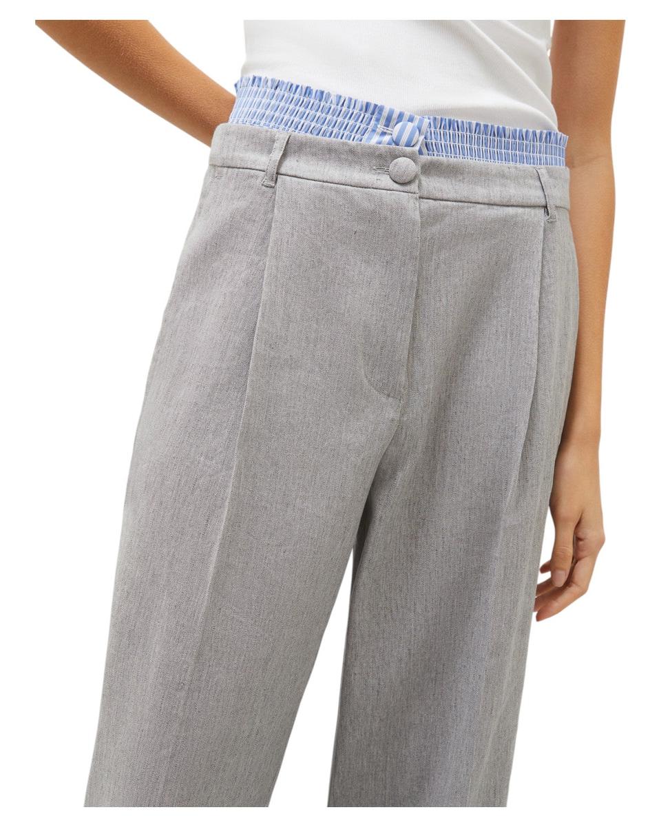 Pantalone in Misto Lino Stretch con Cintura a Contrasto-Marella-Pantaloni-Vittorio Citro Boutique