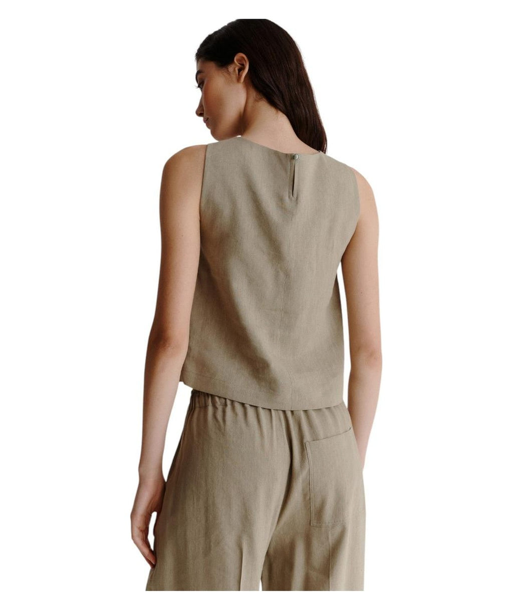 Top in Viscosa e Lino Stretch con Scollo Squadrato-Marella-Top-Vittorio Citro Boutique