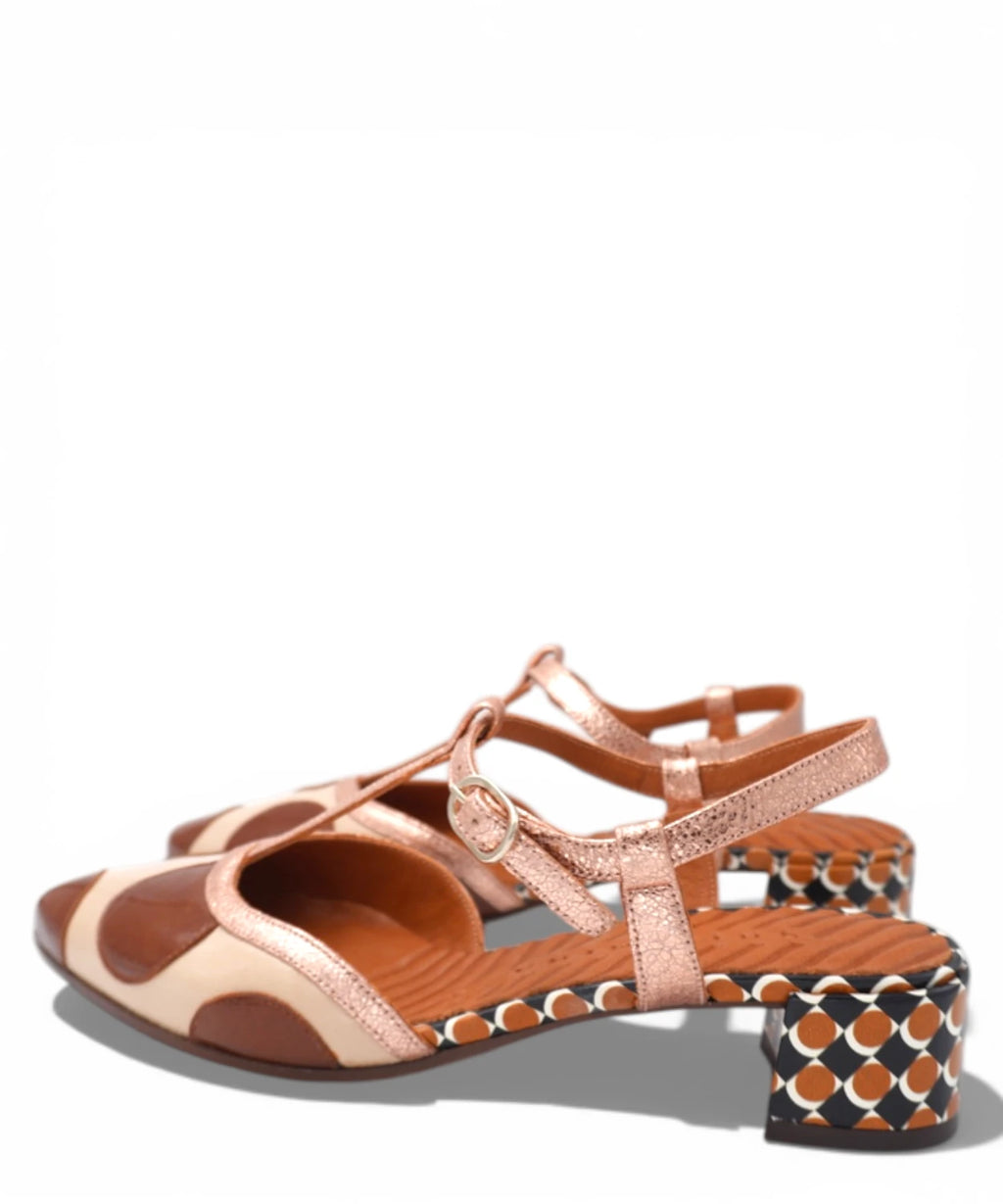 Dames Sandalen Beige en Bruin met Lage Hak