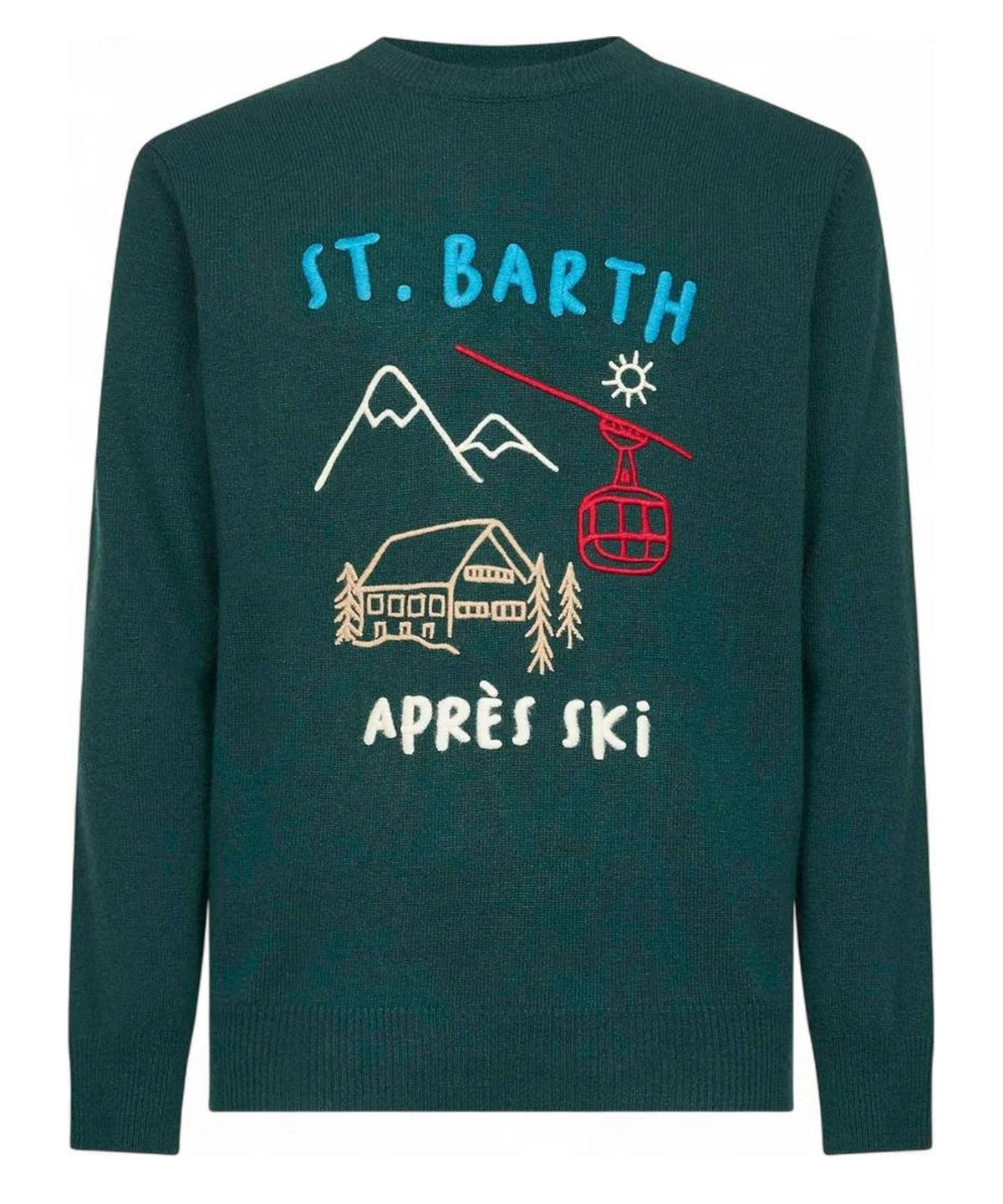 Maglione Heron Verde con Ricamo "St. Moritz"-Maglieria-Mc2 Saint Barth-Vittorio Citro Boutique
