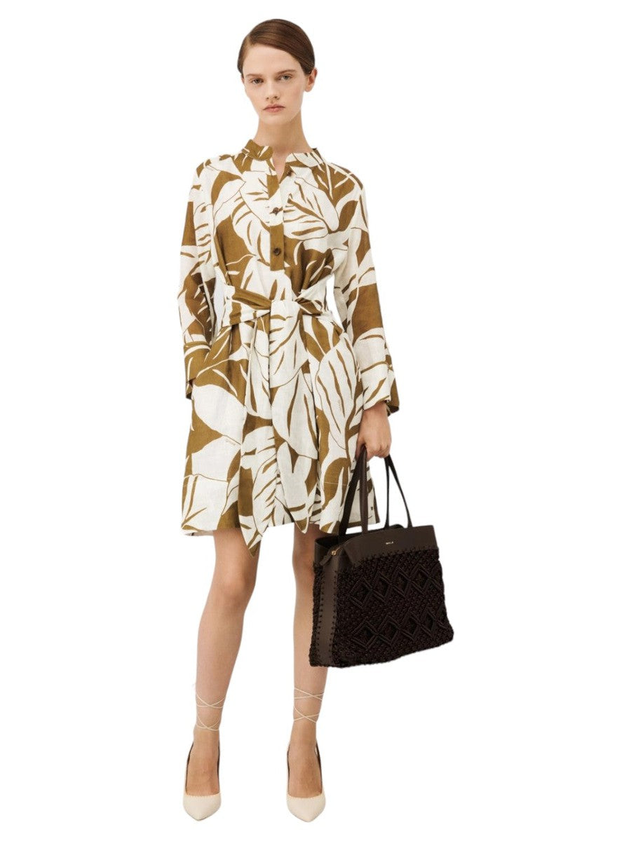 Abito Bessy a Fantasia con Fusciacca in Lino-Marella-Abiti-Vittorio Citro Boutique