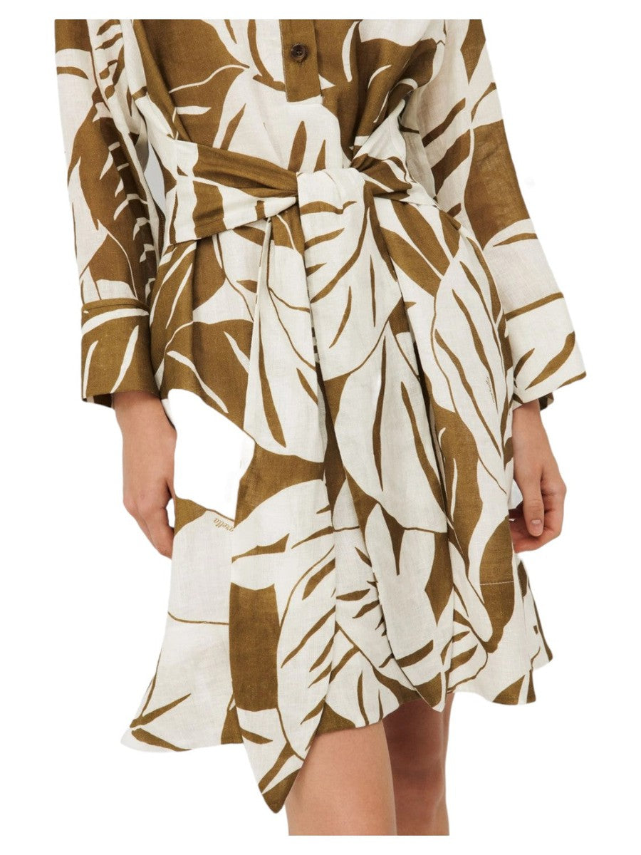 Abito Bessy a Fantasia con Fusciacca in Lino-Marella-Abiti-Vittorio Citro Boutique