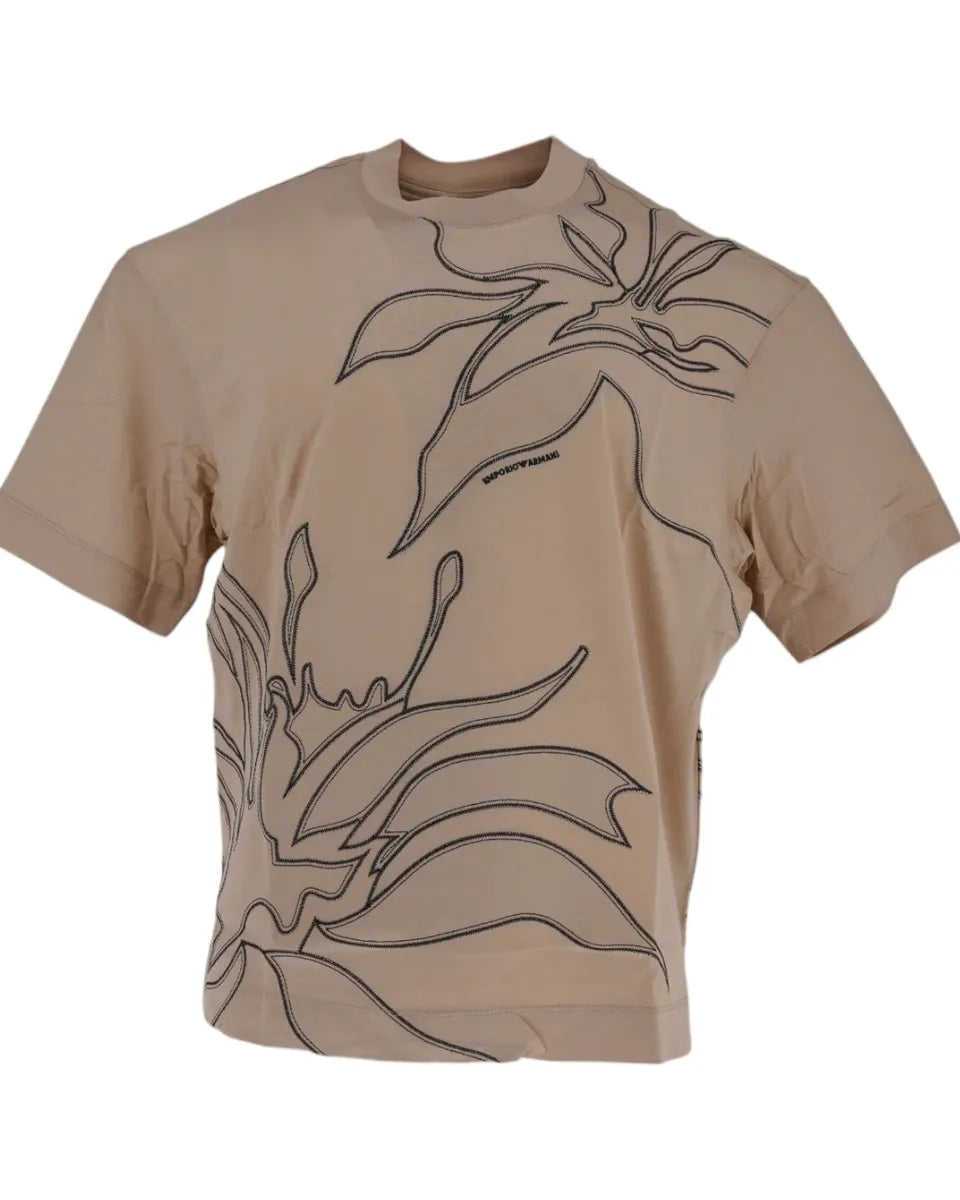 T-shirt Over Fit in Jersey con Maxi Ricami Floreali-Emporio Armani-T-shirt-Vittorio Citro Boutique