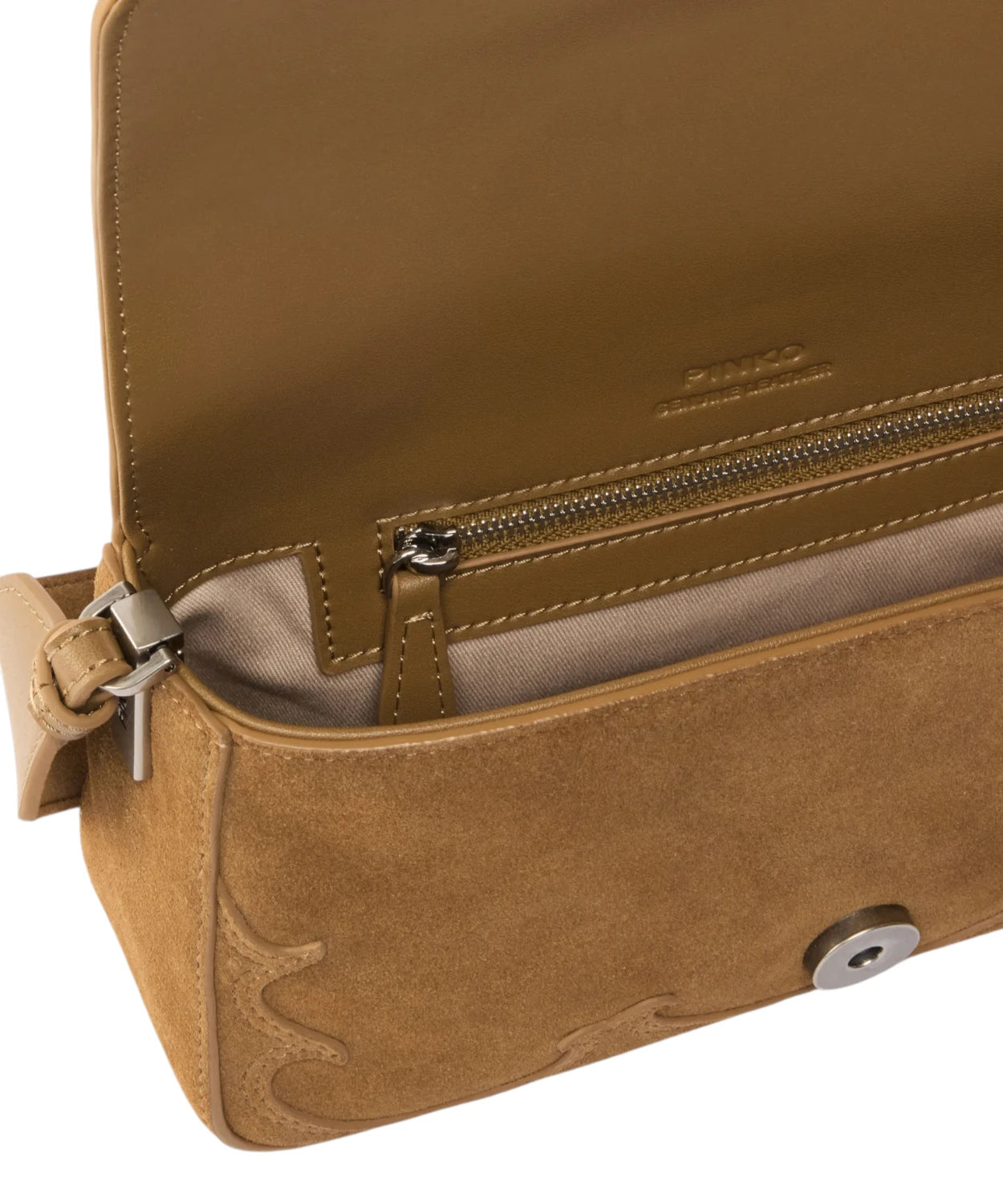 PINKO Borsa a Spalla in Suede con Intarsio