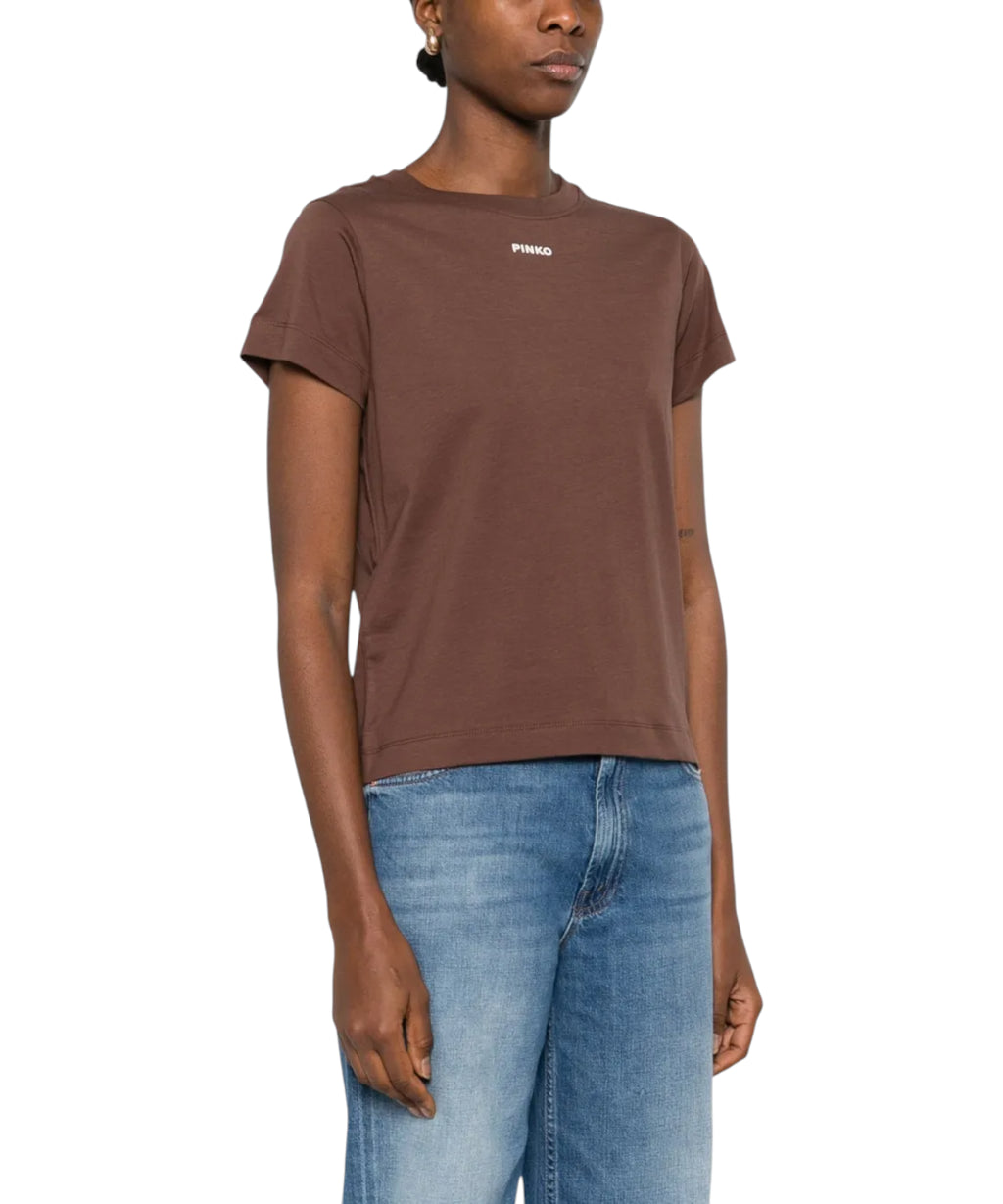 T-Shirt PINKO Basico in Cotone con Logo Vernice