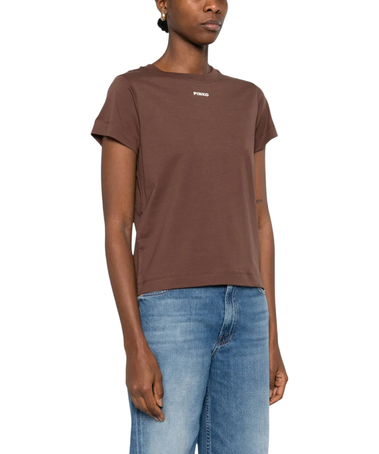 T-Shirt PINKO Basico in Cotone con Logo Vernice