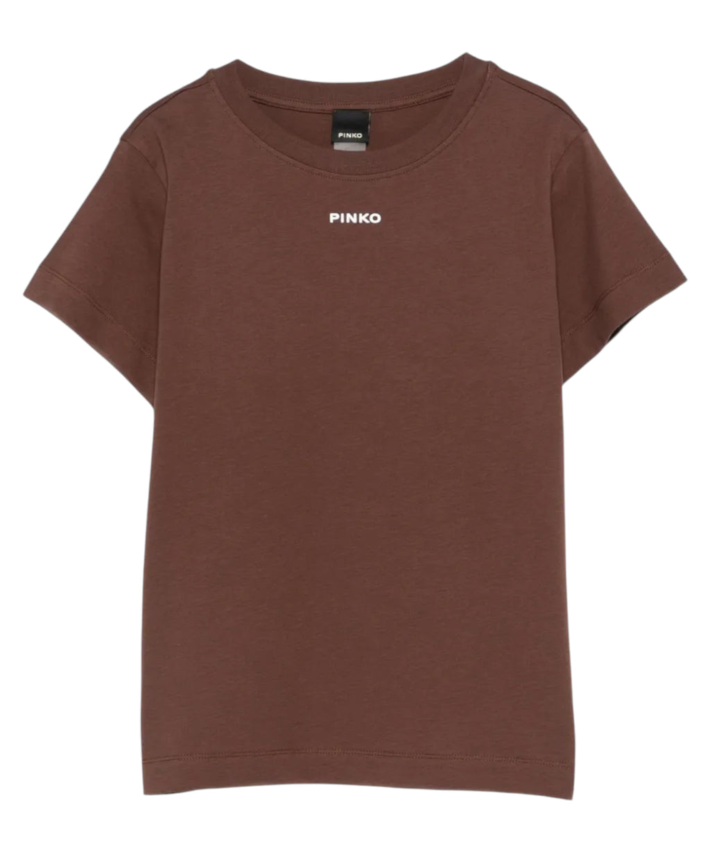 T-Shirt PINKO Basico in Cotone con Logo Vernice