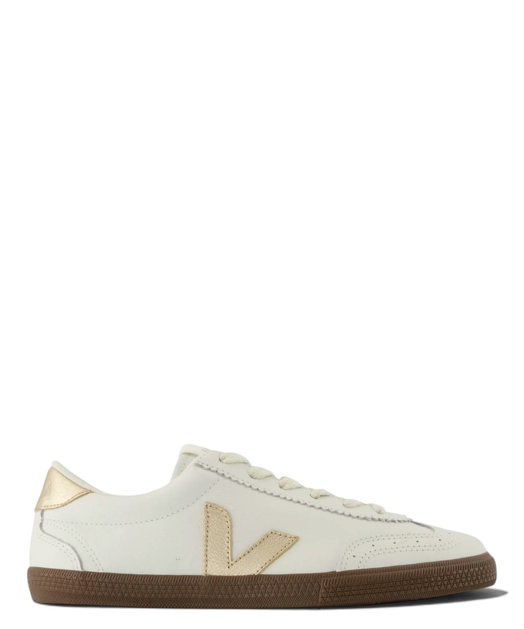 VEJA Volley Leather White Platine Bark Sneaker in Pelle