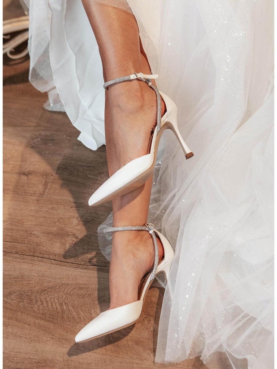 Décolleté in Morbida Nappa con Cinturino e Strass-Scarpe con tacco-NINALILOU-Vittorio Citro Boutique