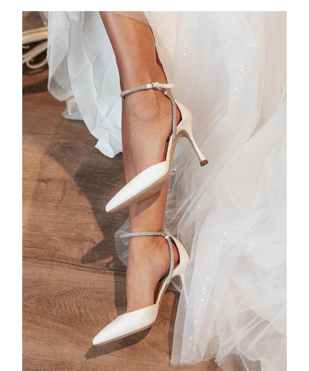 Décolleté in Morbida Nappa con Cinturino e Strass-Scarpe con tacco-NINALILOU-Vittorio Citro Boutique