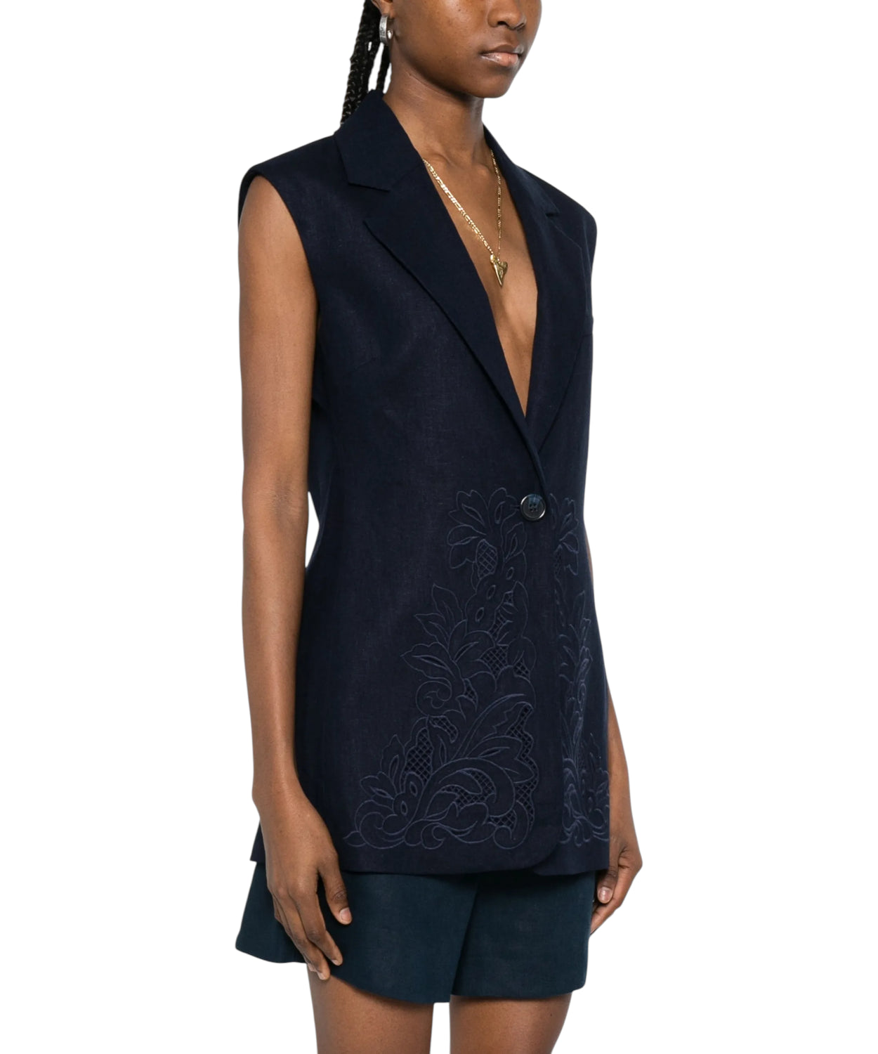 Gilet Twinset Floreale Leggero in Lino e Viscosa