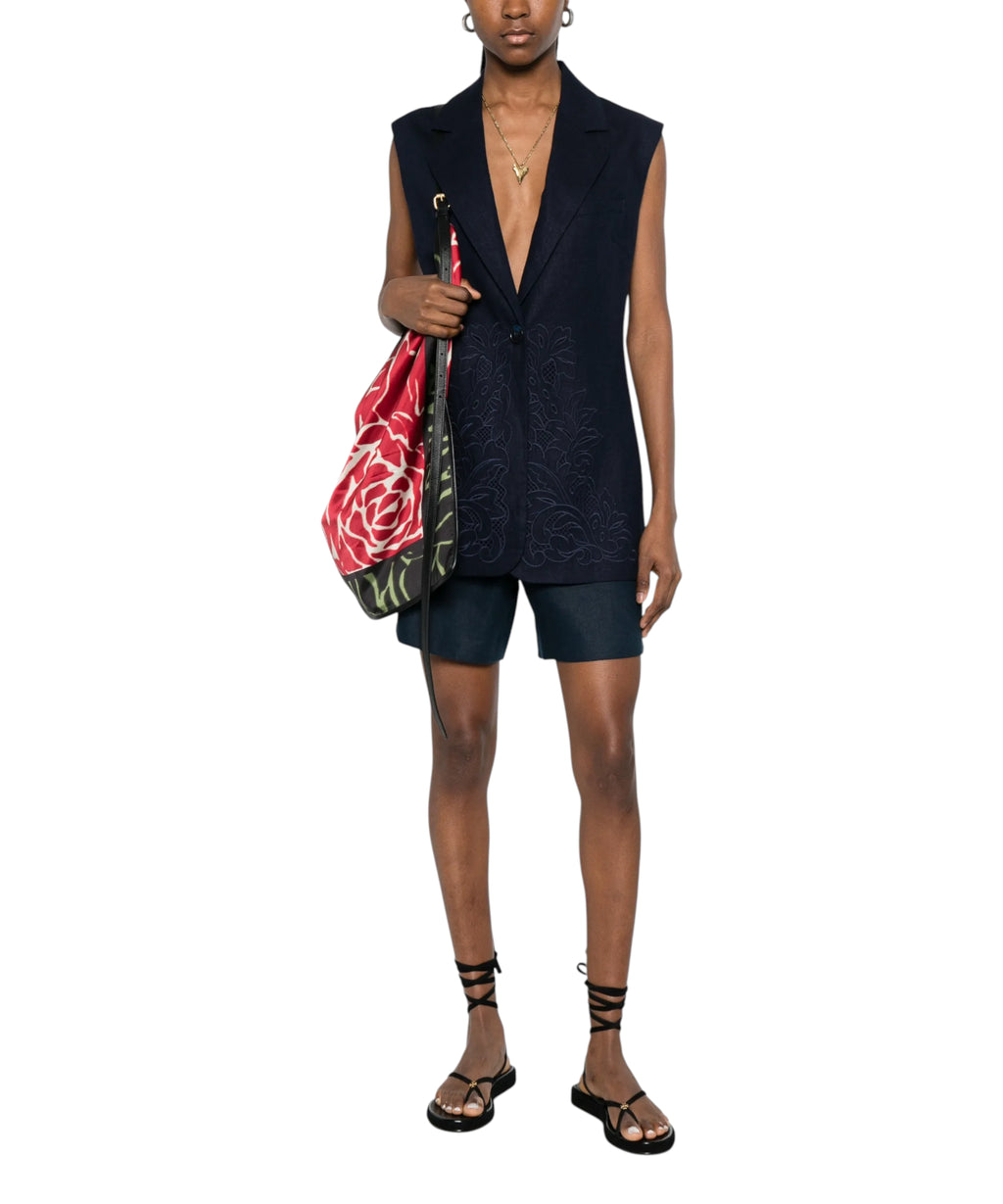Gilet Twinset Floreale Leggero in Lino e Viscosa