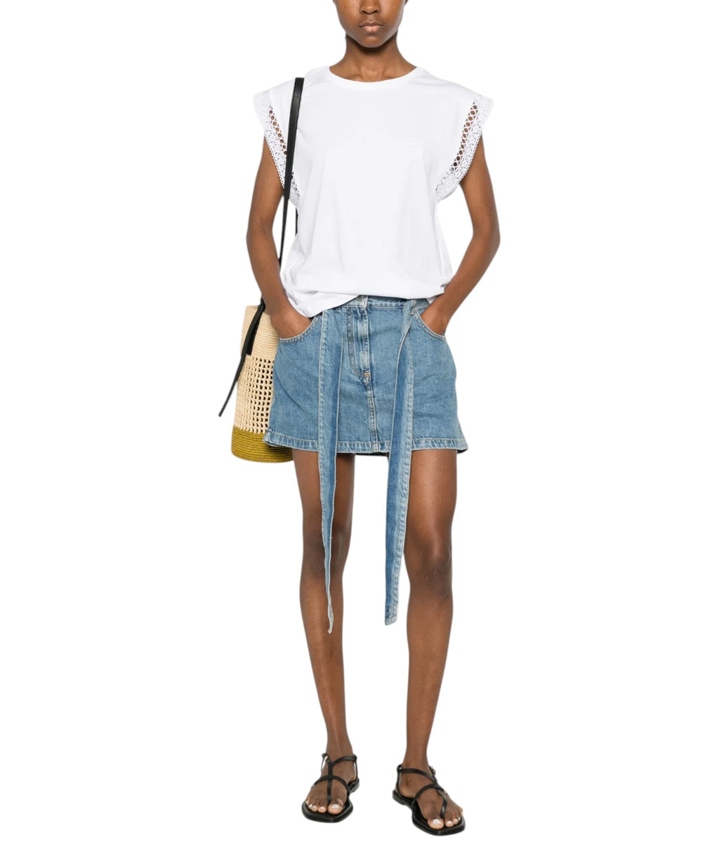Dames T-shirt Twinset met kanten inzetstukken