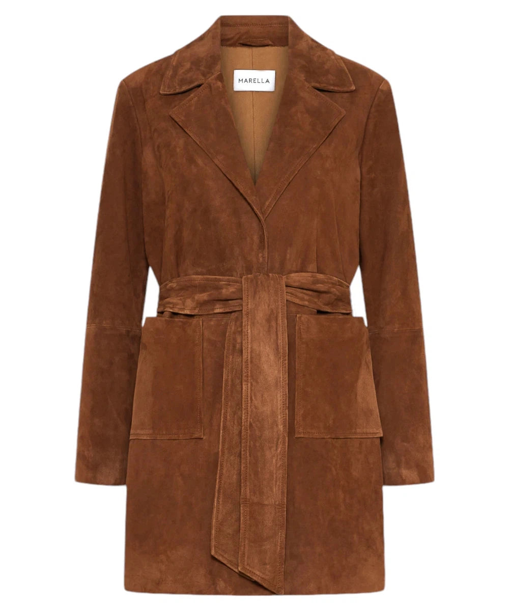 Caban Salerno in suede con cintura coordinata-Marella-Giacche-Vittorio Citro Boutique