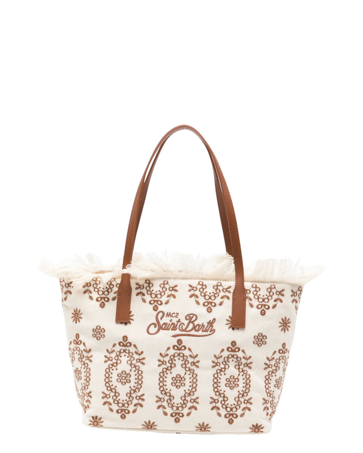 Borsa Shopper City Medium Sangallo con Frange e Zip