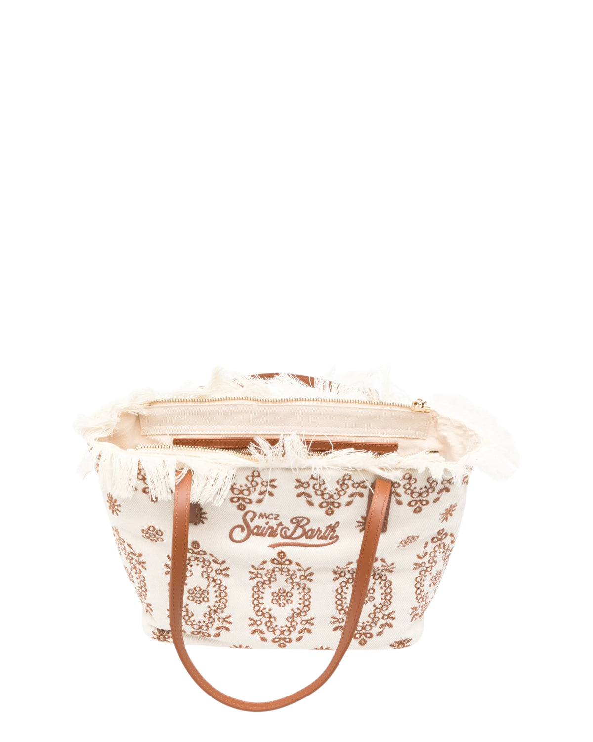 Borsa Shopper City Medium Sangallo con Frange e Zip