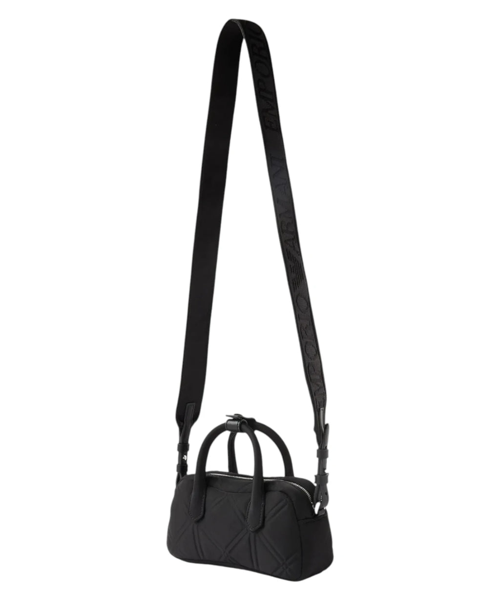 Mini Bauletto Dames Tas van Gewatteerd Nylon met Leren Schouderriem