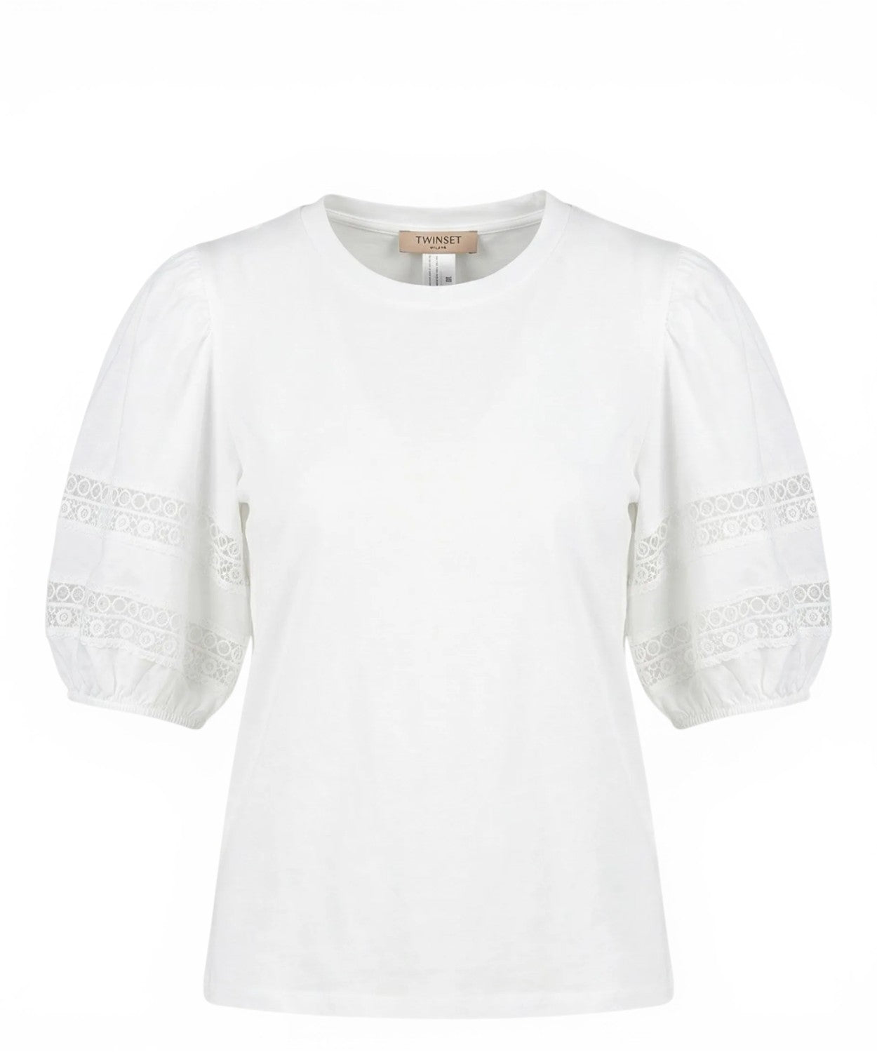 T-shirt Twinset con pizzo e maniche a palloncino