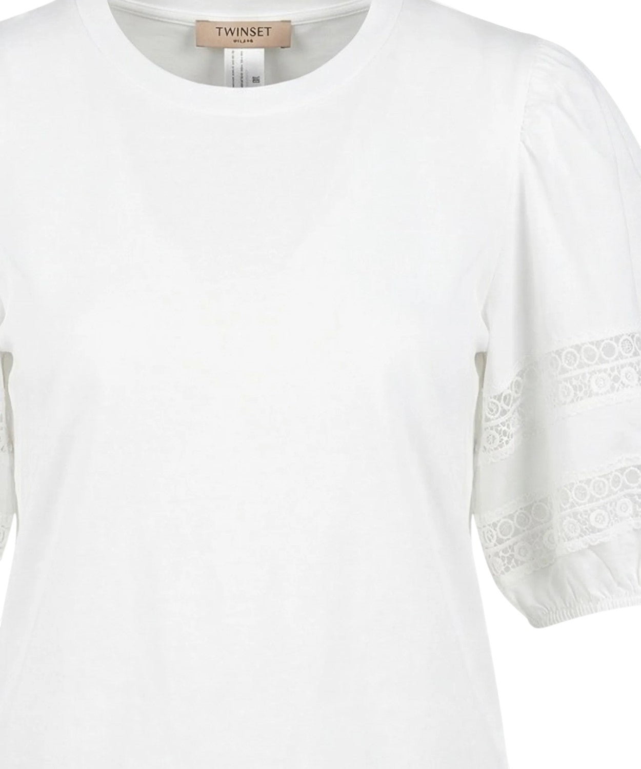 T-shirt Twinset con pizzo e maniche a palloncino
