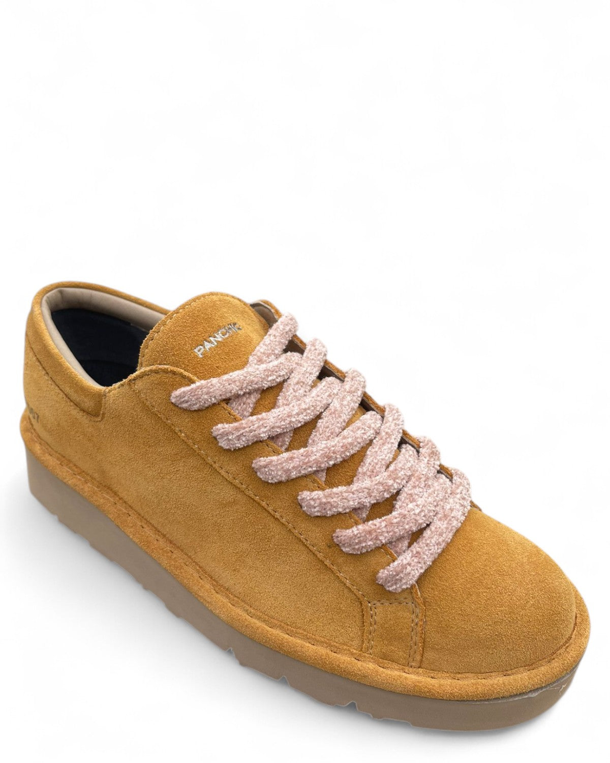 Sneakers P007 Allacciata in Nabuk Brown con Lacci Rosa Cipria-PANCHIC-Sneakers-Vittorio Citro Boutique
