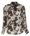 Brigitte Silk Shirt with Cow Print