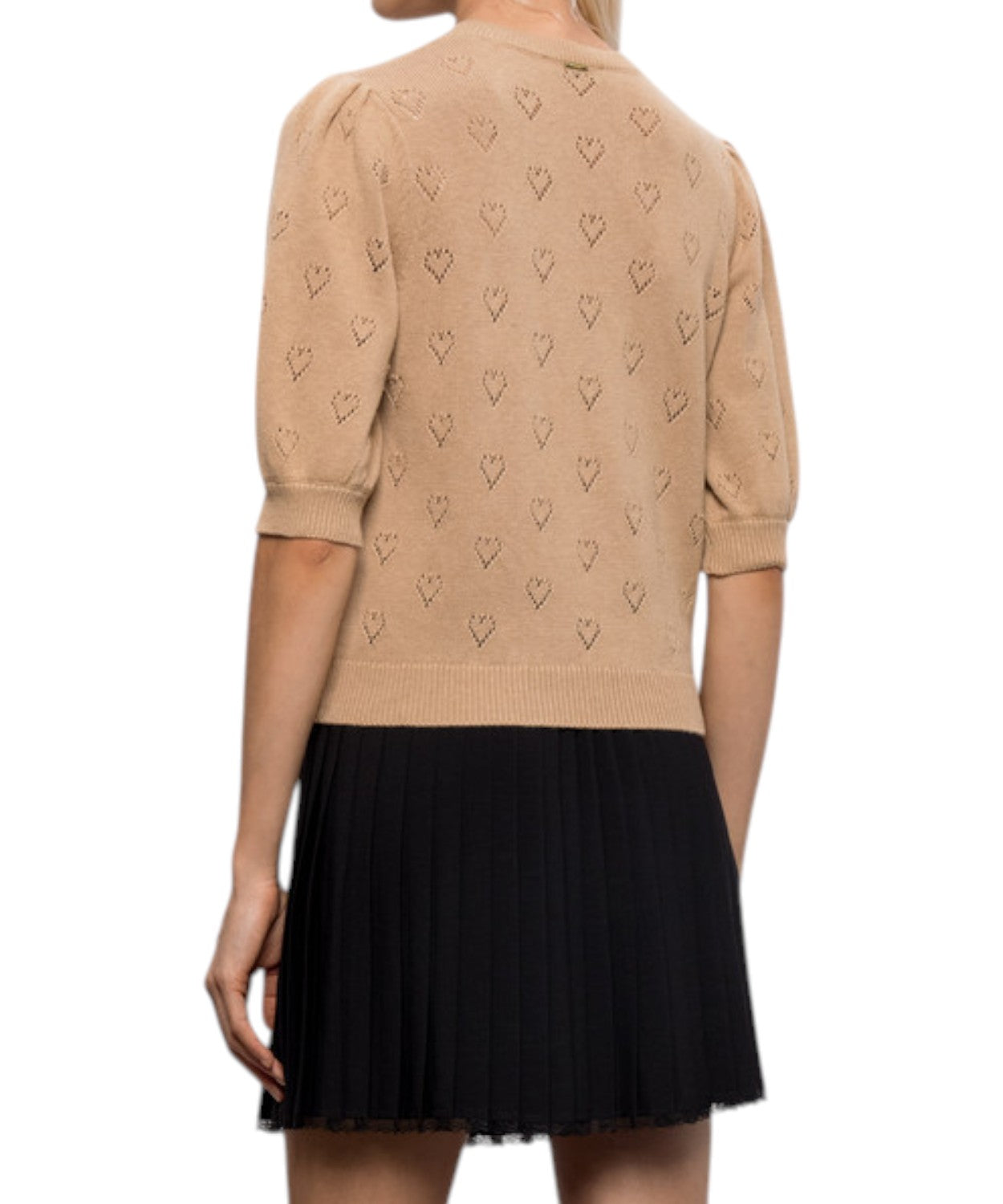 Top Twinset Cotone e Cashmere con Cuori Traforati
