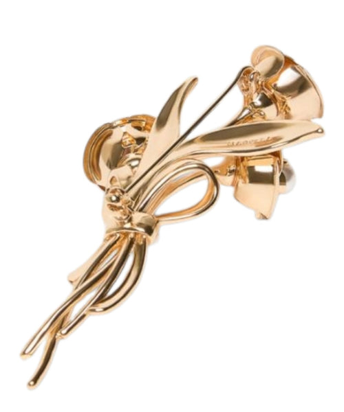 Spilla Bouquet Dorata con Perle per Accessori Donna
