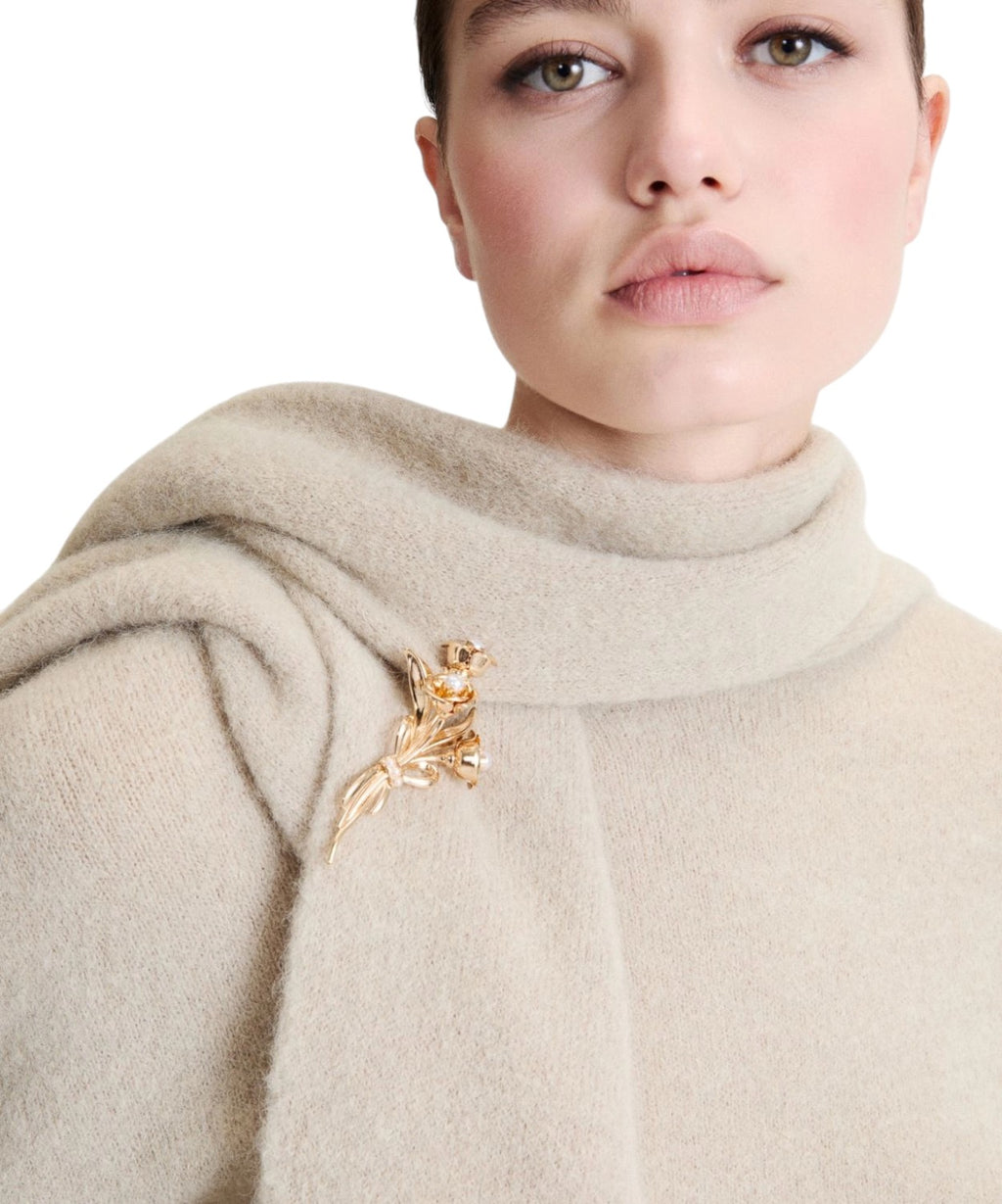 Spilla Bouquet Dorata con Perle per Accessori Donna