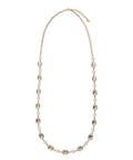 Collana Lunga Dorata con Perle e Cristalli Cabochon
