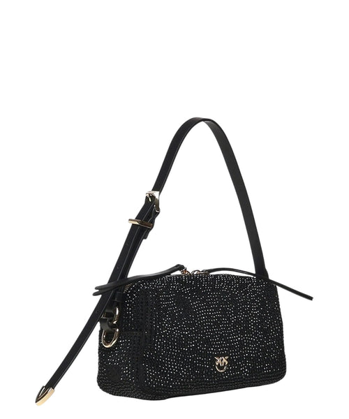 Borsa Bauletto Mini Pinko in Suede con Strass