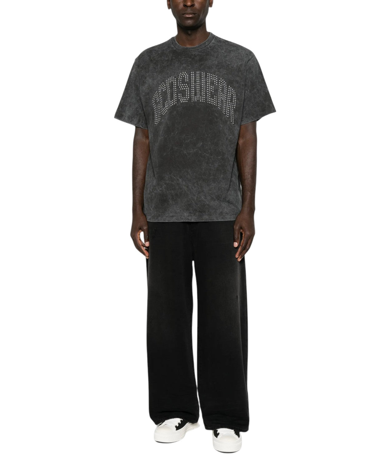T-Shirt GCDS Uomo Sbiadita con Logo Borchiato