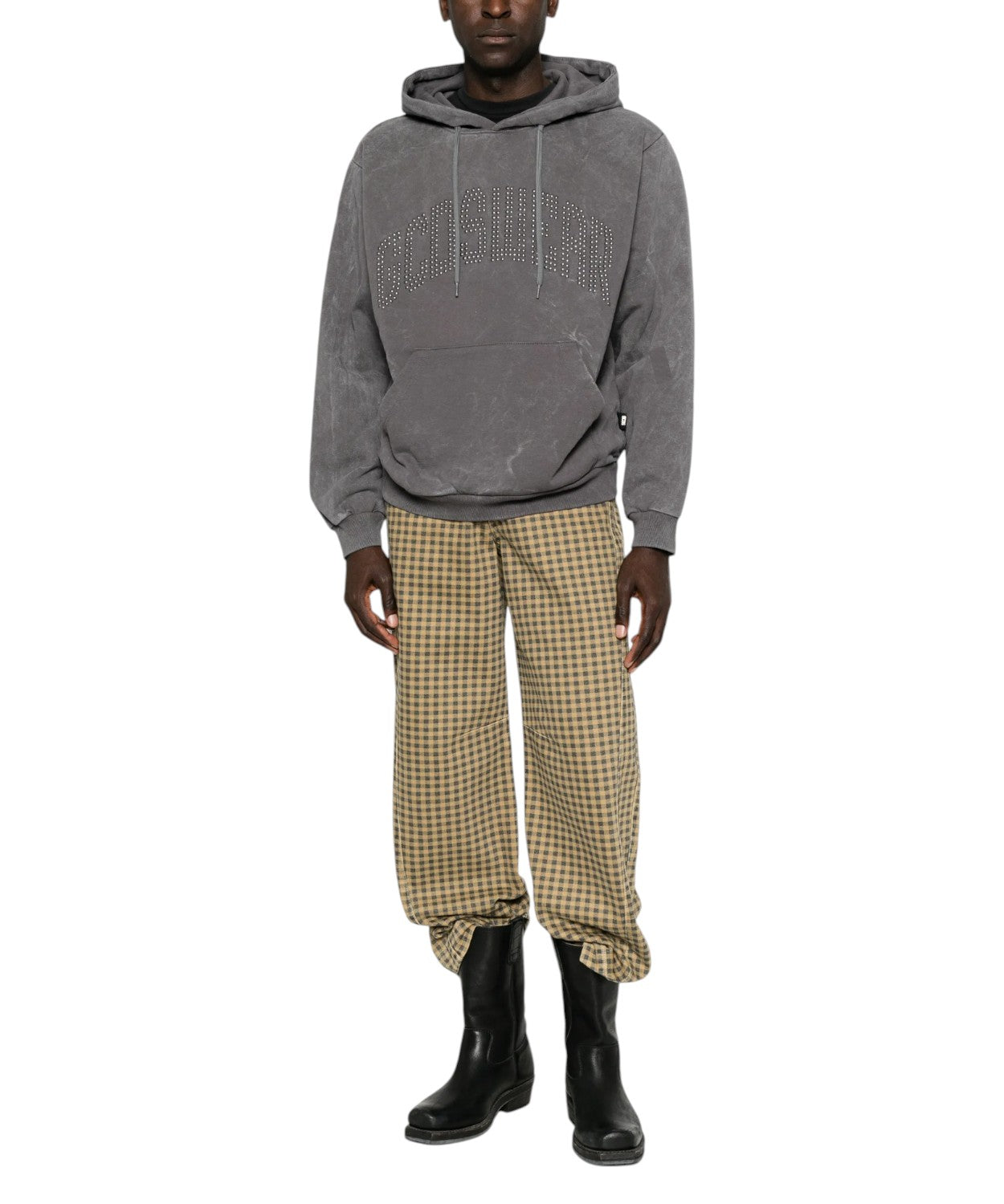 Felpa GCDS Uomo con Cappuccio e Logo Borchiato