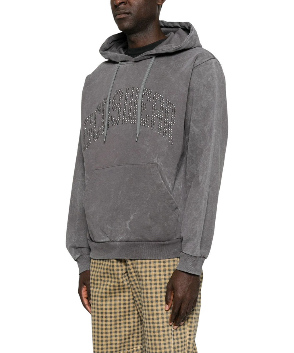Felpa GCDS Uomo con Cappuccio e Logo Borchiato