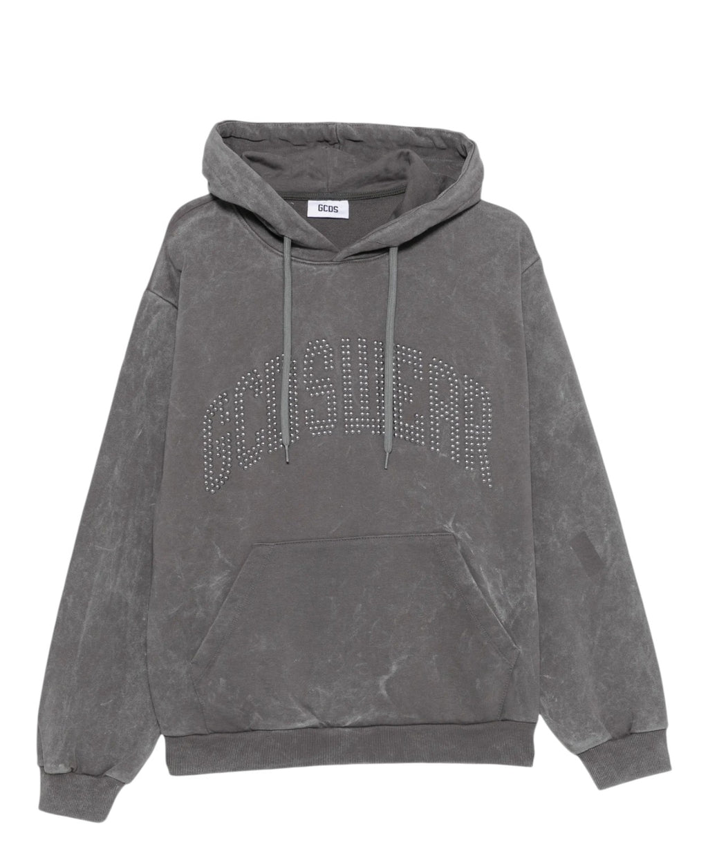 Felpa GCDS Uomo con Cappuccio e Logo Borchiato