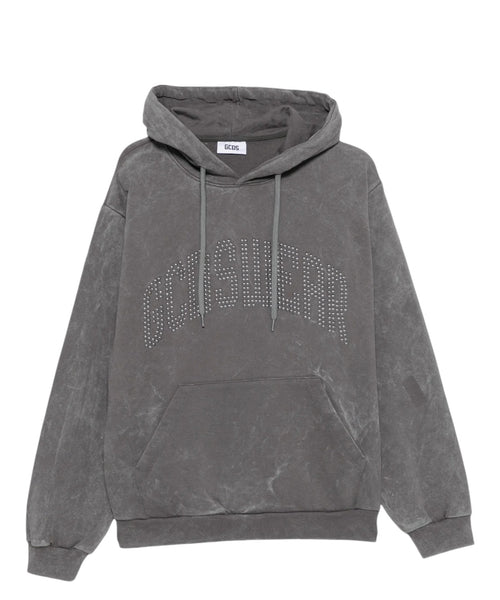 Felpa GCDS Uomo con Cappuccio e Logo Borchiato