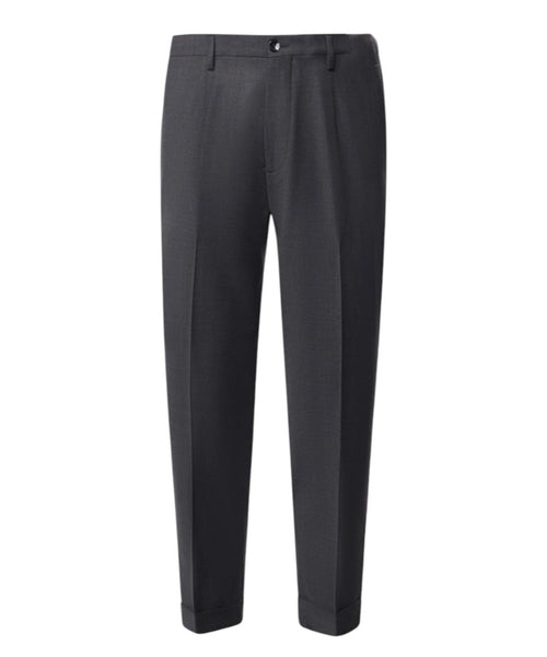 Pantaloni Uomo Michael Coal Plissé in Lana con Risvolto
