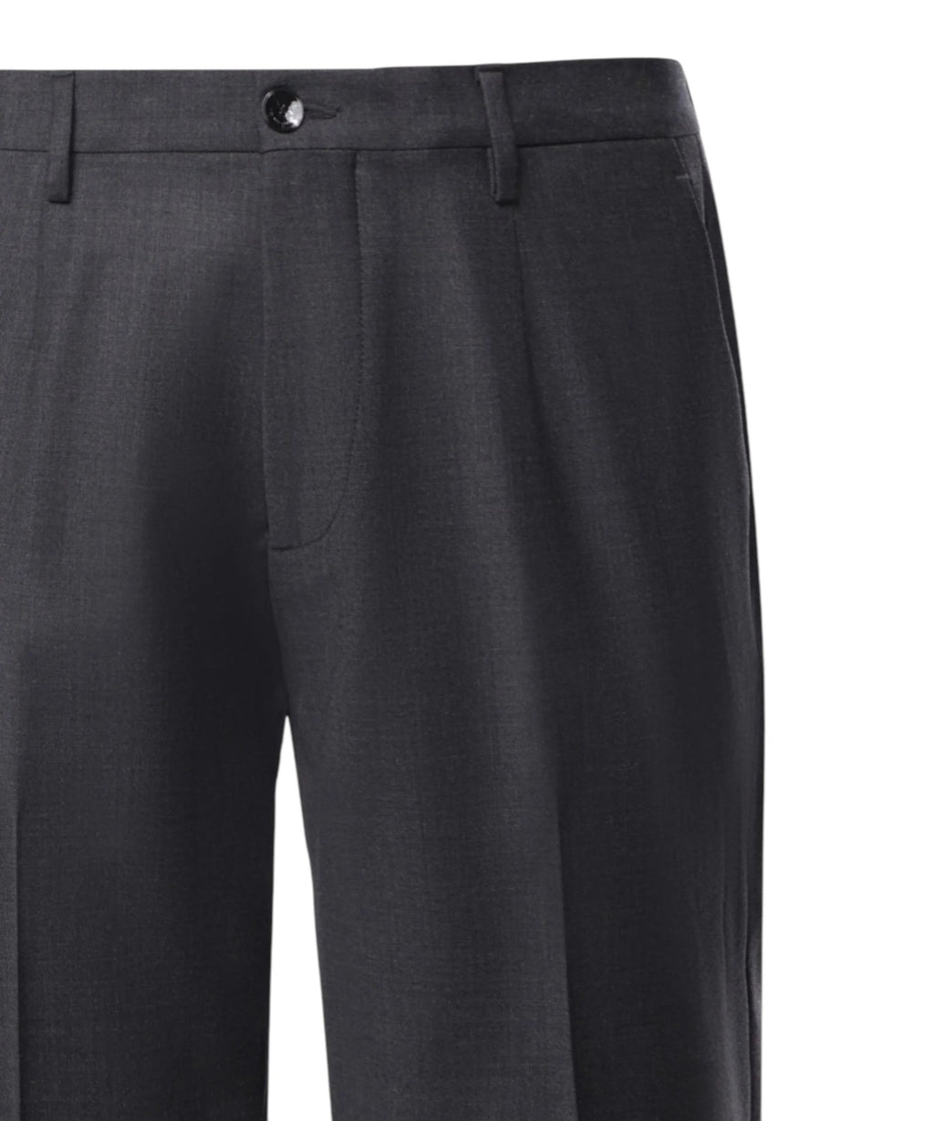 Pantaloni Uomo Michael Coal Plissé in Lana con Risvolto