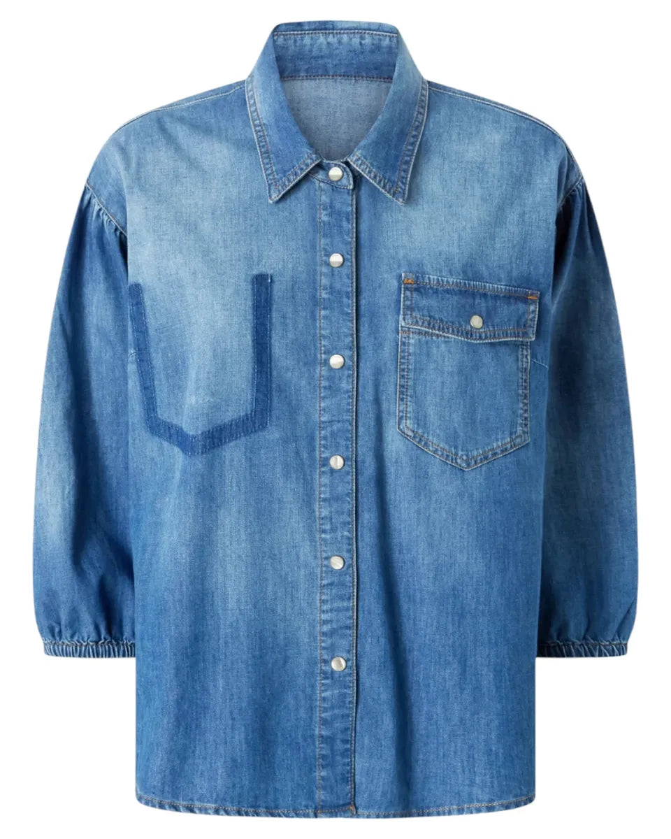 Camicia Chobe in denim di cotone light-Pinko-Camicie-Vittorio Citro Boutique