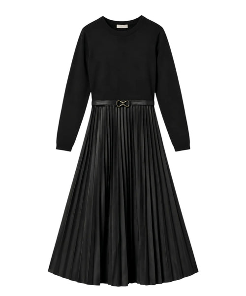 Abito Midi Plissé con Cintura per Eleganza Femminile