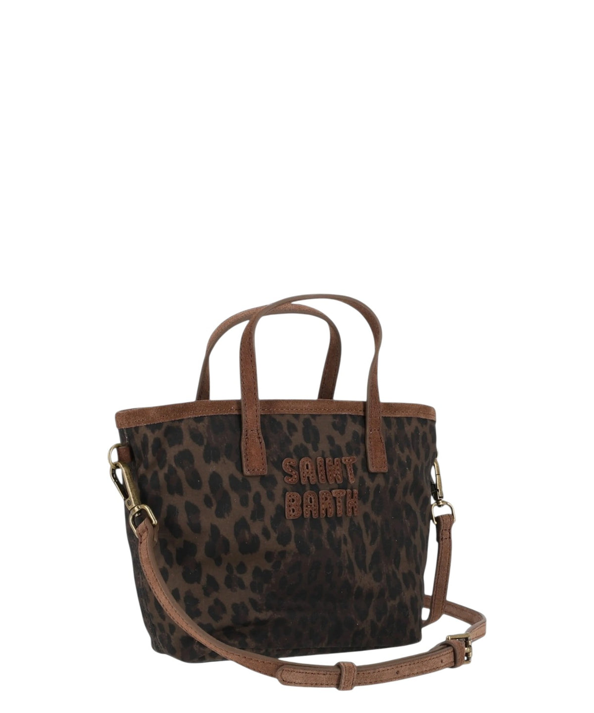 City Mini-tas van gewaxt katoen met luipaardprint
