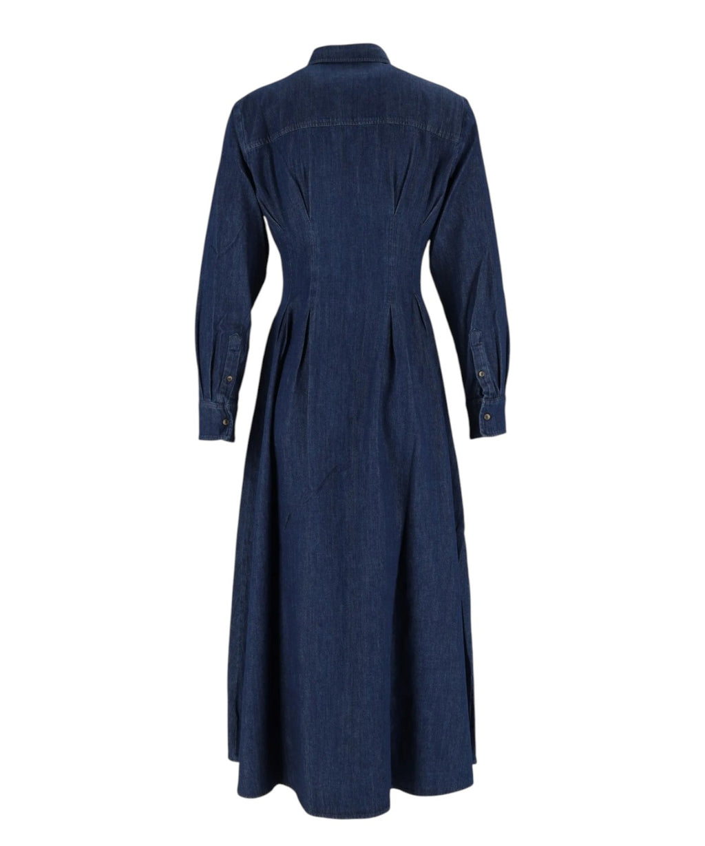 Abito Midi Alys in Denim con Ricamo Logo