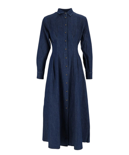 Abito Midi Alys in Denim con Ricamo Logo