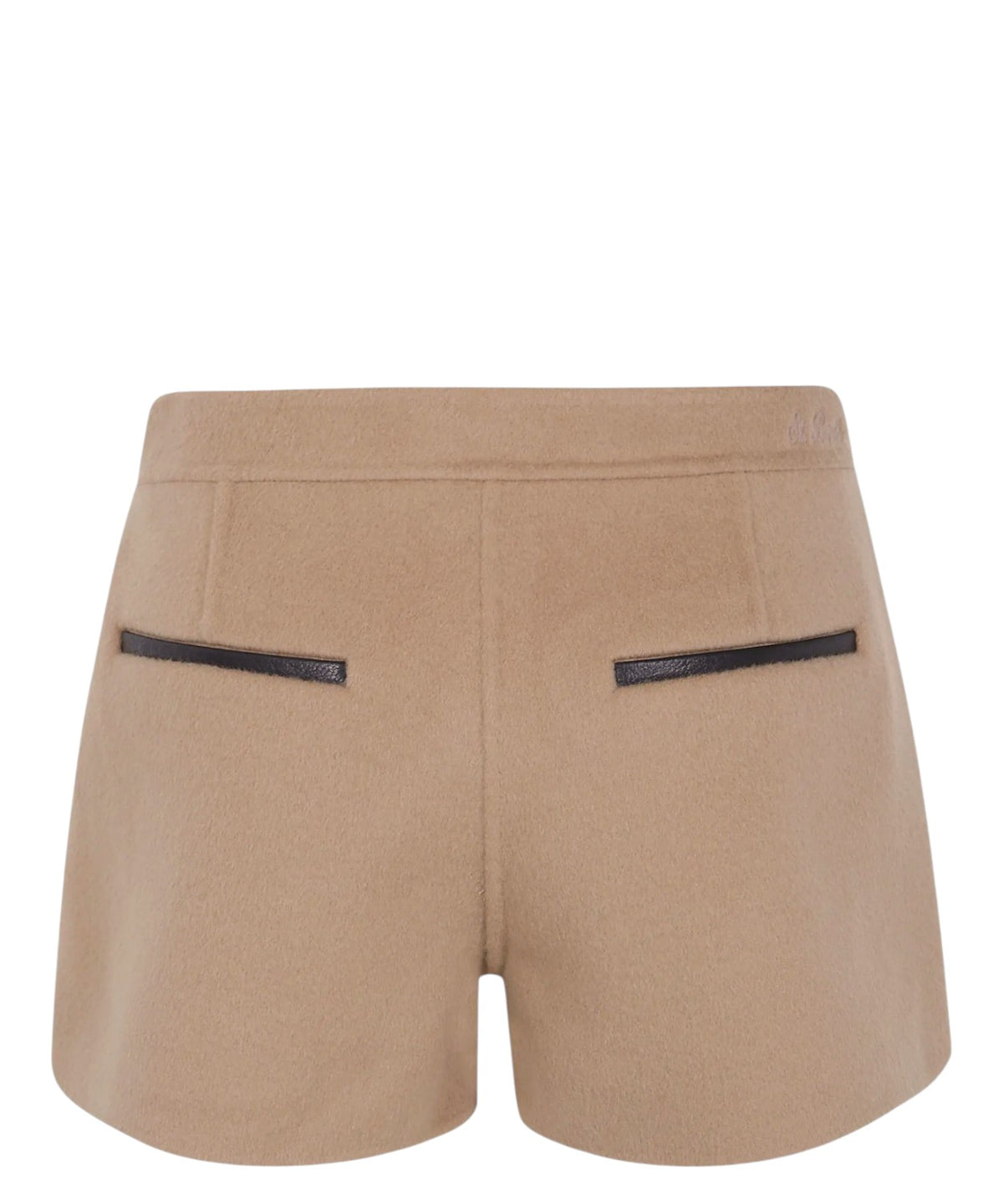 Shorts Donna Elva in Lana con Dettagli in Pelle