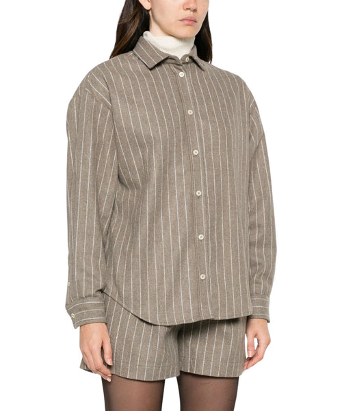 Camicia donna MC2 Saint Barth gessata con logo Strass