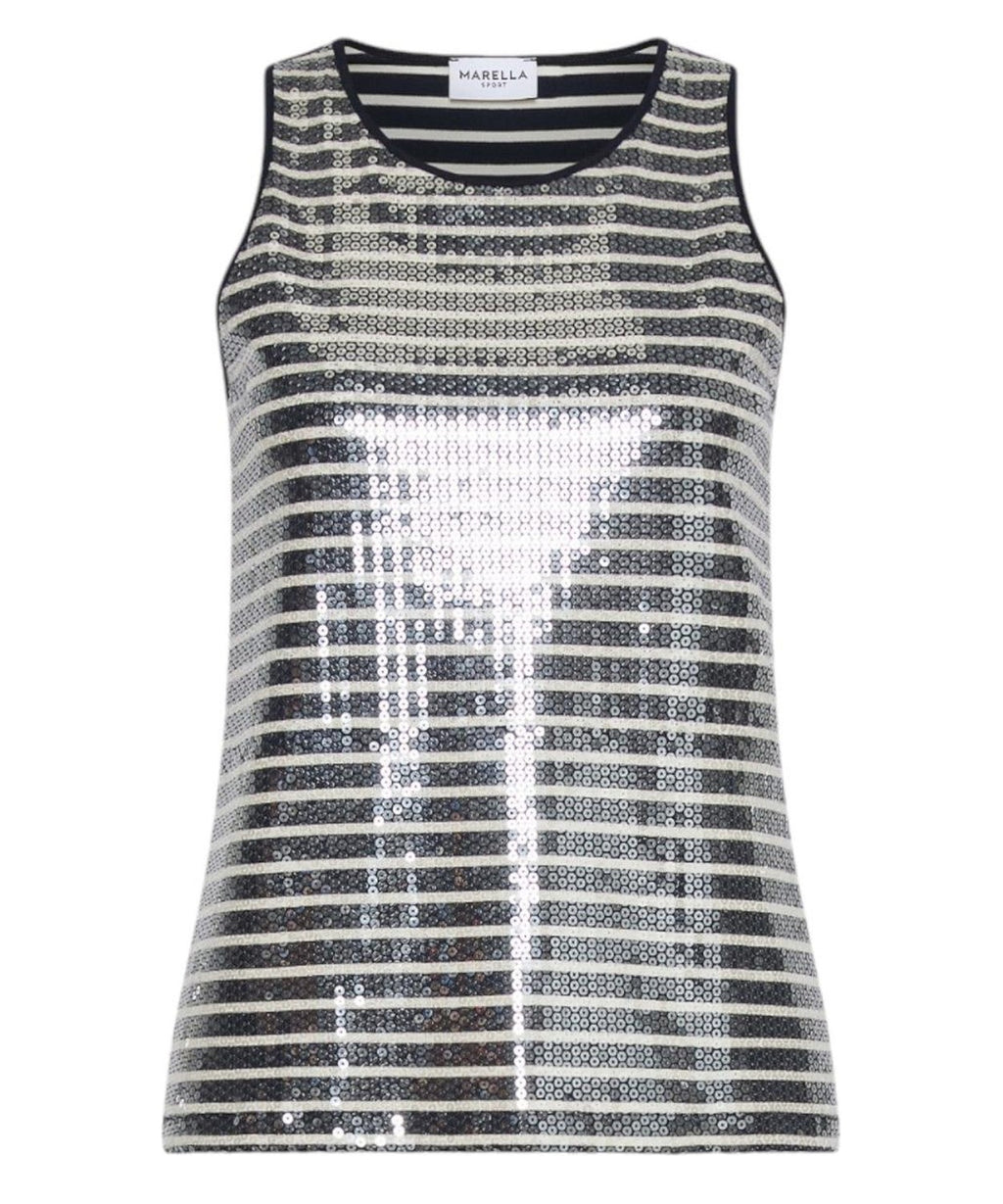 Canotta Aderente in Jersey di Cotone con Paillettes-Marella-Top-Vittorio Citro Boutique