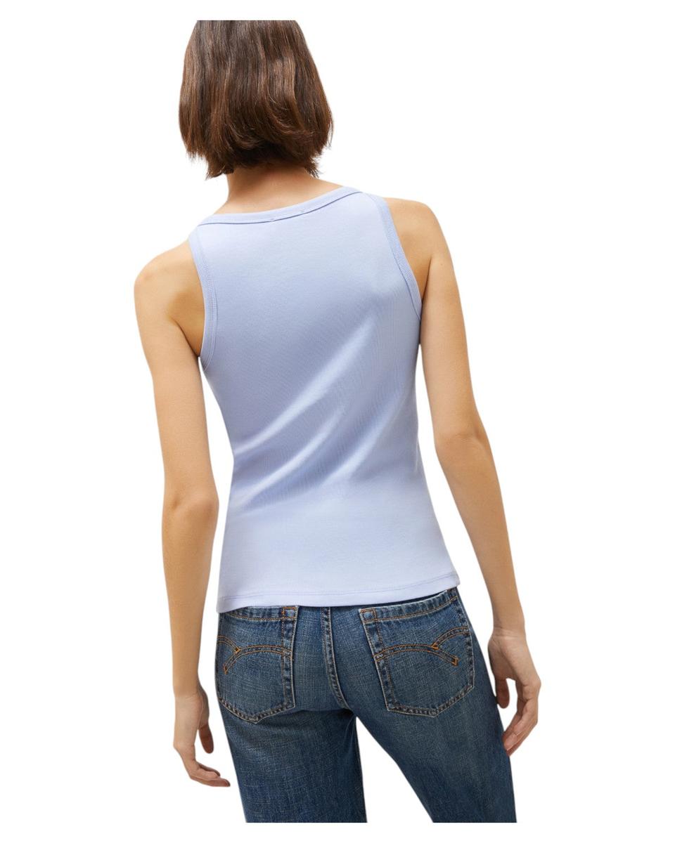 Canotta in Cotone Stretch con Cristalli Cabochon-Marella-Top-Vittorio Citro Boutique