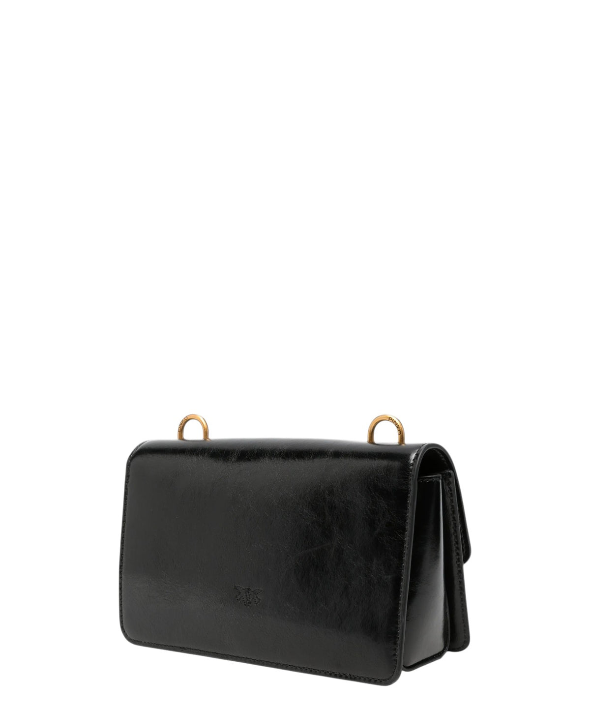 Pinko Mini Love Bag One Light od sjajne kože s dvostrukim remenom