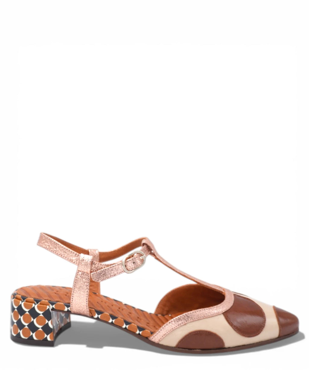 Dames Sandalen Beige en Bruin met Lage Hak